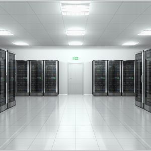 Modern network and communication concept: server room in datacenter